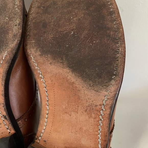 Allen Edmonds Sanford Size 9 B Cognac Brown Cap Toe Brogue Derby Dress Shoes main image 9